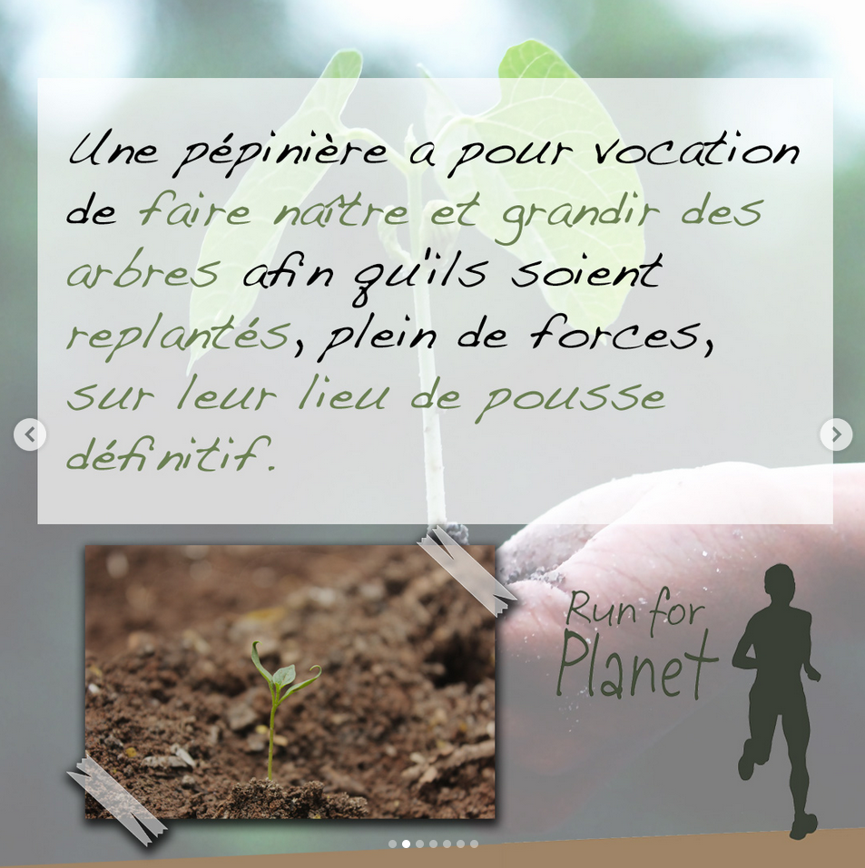 Exemple d'une publication sur l'instagram de Run for Planet