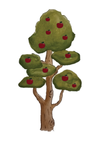 Arbre aquarelle avec des fruits