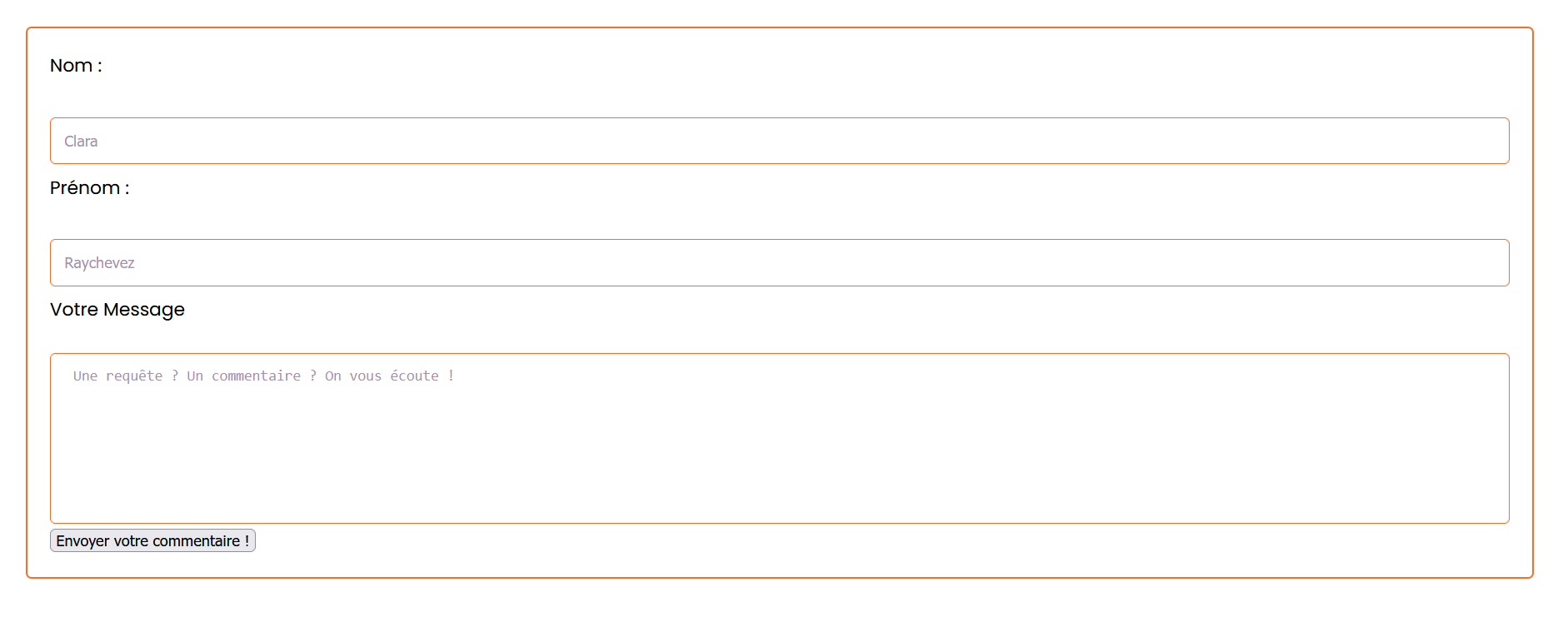 Page contact du site Camp65