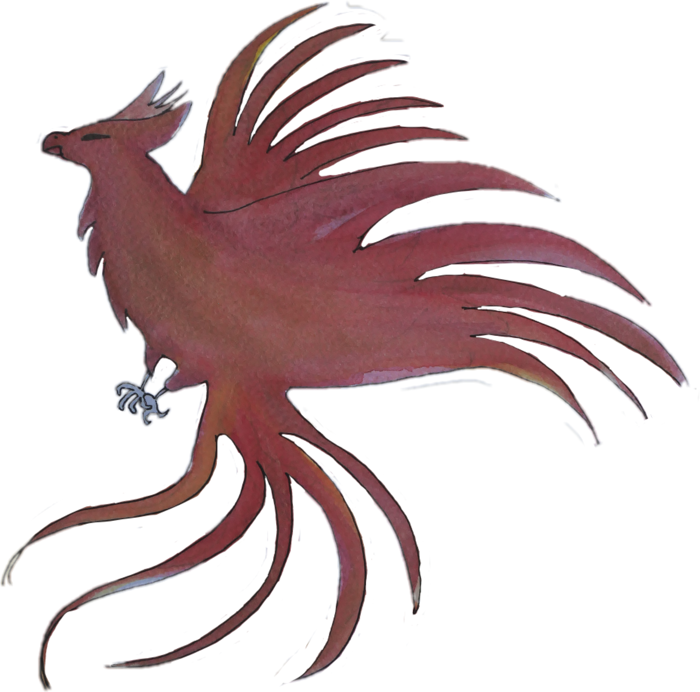 Phénix en aquarelle volant en direction de la gauche de l'écran