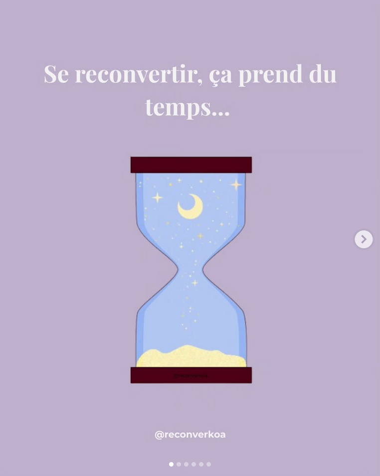 Exemple de publication sur l'instagram Reconverkoa