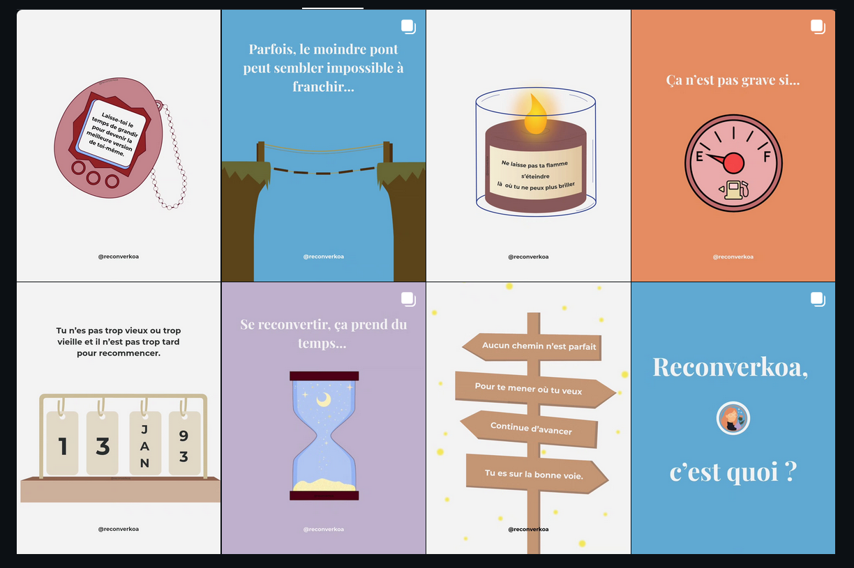 Exemple de publication sur l'instagram Reconverkoa
