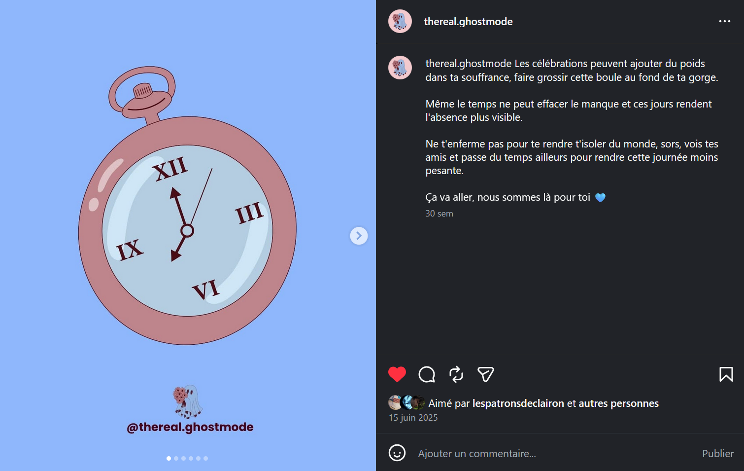 Exemple de post instagram pour the real ghost mode
