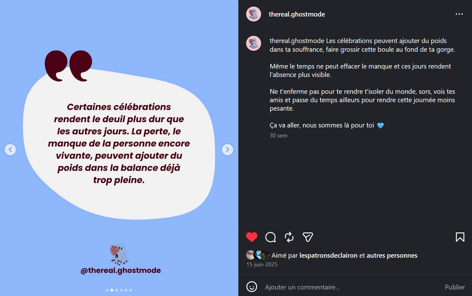 Exemple de post instagram pour the real ghost mode